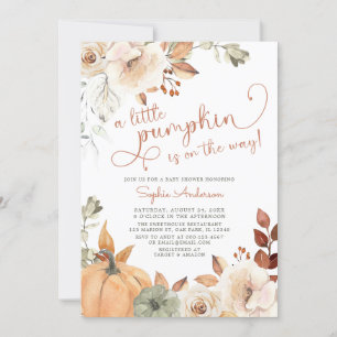 Autumn Floral A Little Pumpkin Fall Baby Shooter I Einladung