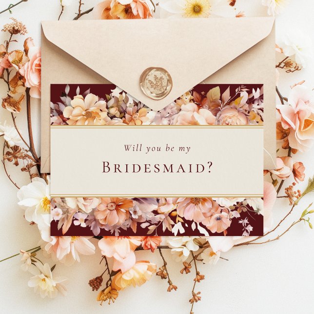 Autumn Floral Burgundy Wedding Bridesmaid Vorschla Einladung (Von Creator hochgeladen)