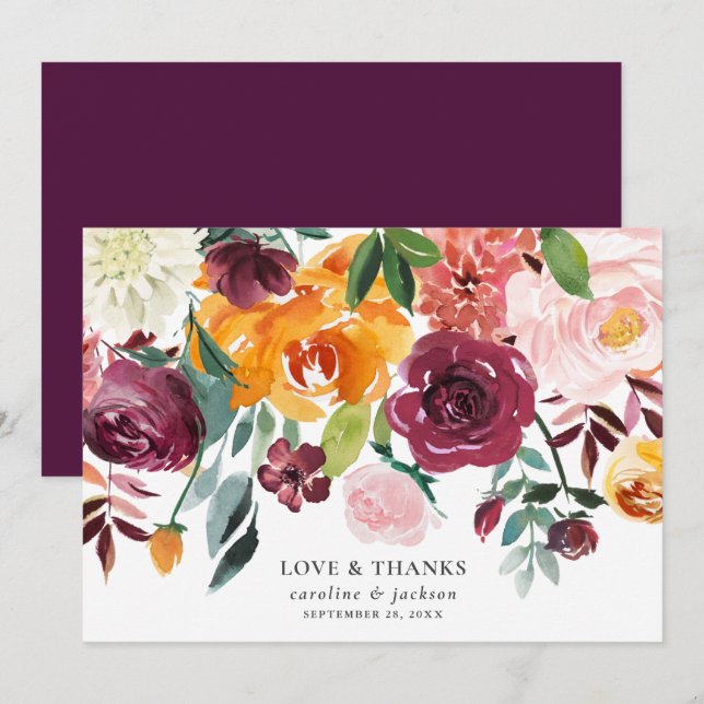 Autumn Floral Dankeschön Card Einladung (Vorne/Hinten)
