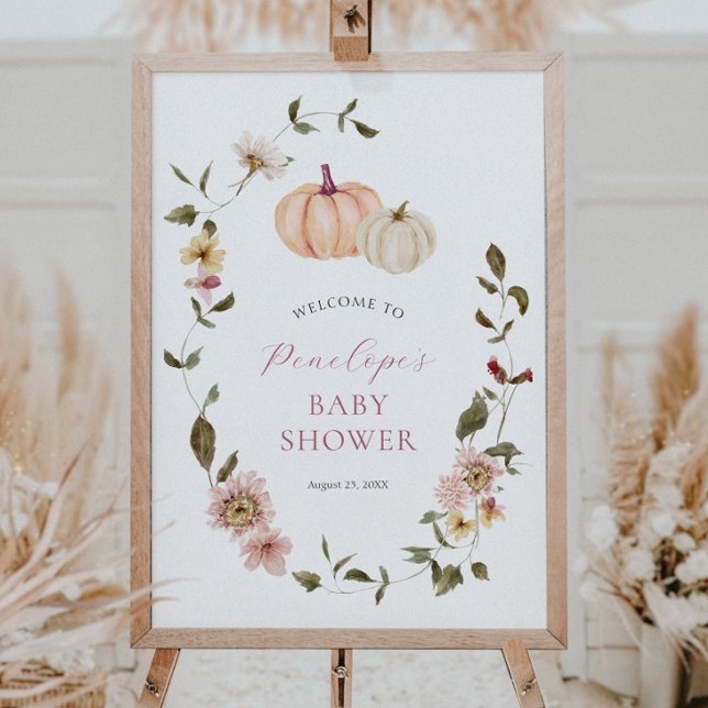 Autumn Floral Pumpkin Baby Shower Poster (Von Creator hochgeladen)