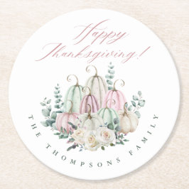 Autumn Floral Pumpkin Erntedank Runder Pappuntersetzer