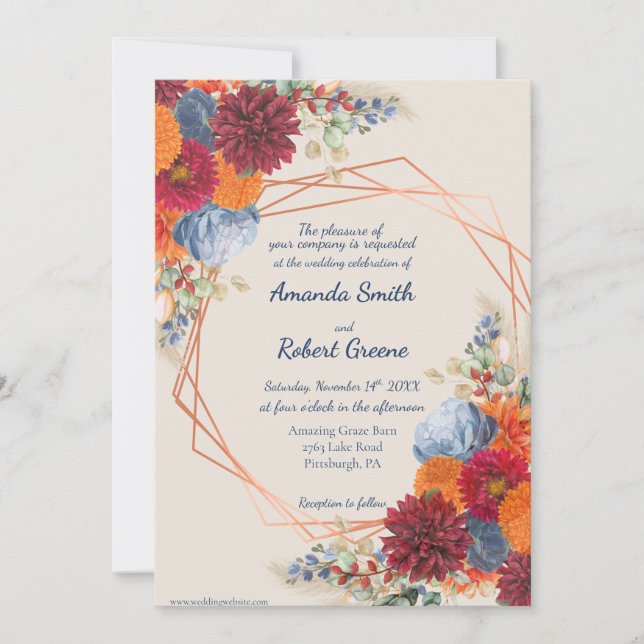 Autumn Floral Wedding Invitation (Devant)