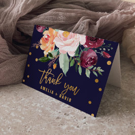 Autumn Floral Wedding Thank You Card Dankeskarte