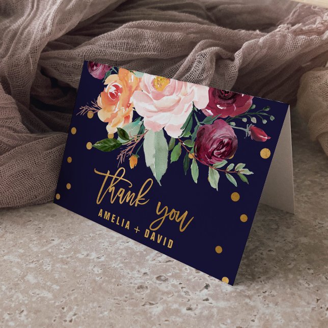 Autumn Floral Wedding Thank You Card Dankeskarte (Von Creator hochgeladen)