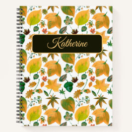 Autumn Floral with a custom name Green Notizbuch