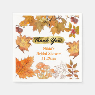 Autumn Floral Wreath Pumpkin Gold Danke für Ihre U Serviette