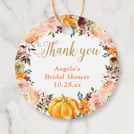 Autumn Floral Wreath Pumpkin Gold Vielen Dank Geschenkanhänger