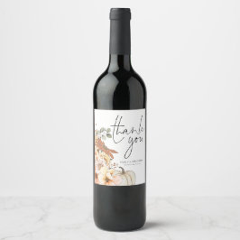 Autumn Florals Pumpkin Names Wedding Vielen Dank Weinetikett