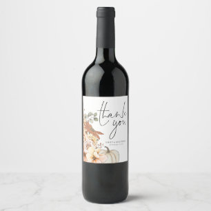 Autumn Florals Pumpkin Names Wedding Vielen Dank Weinetikett