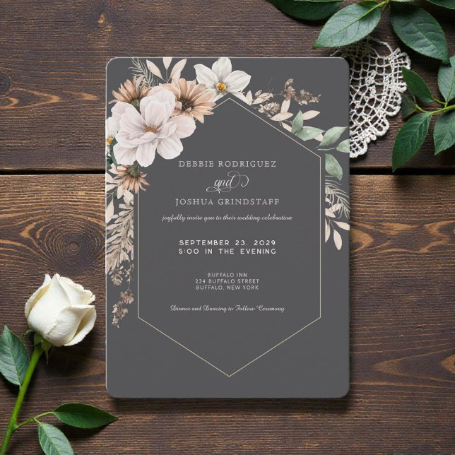 Autumn Flower Frame Wedding Invitation  (Créateur téléchargé)