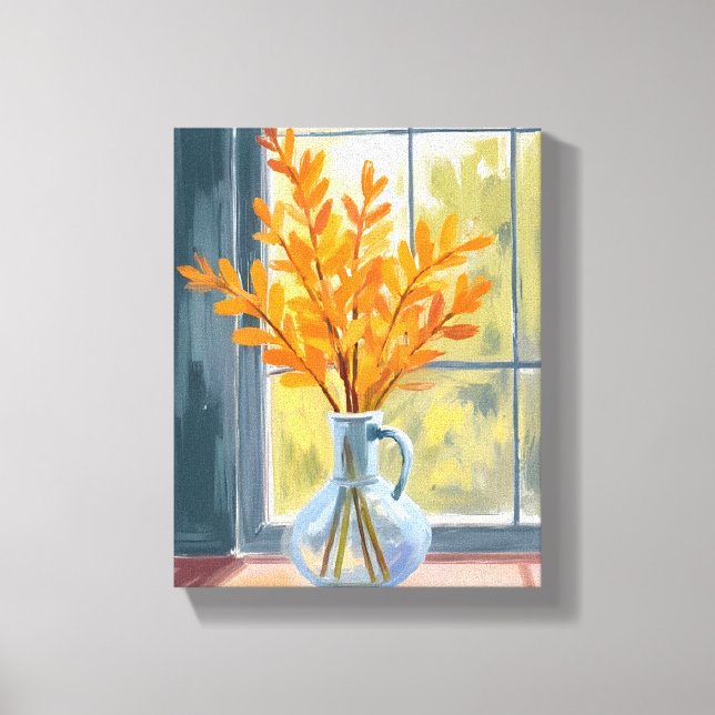Autumn Flower Vase Watercolor Leinwanddruck (Vorderseite)