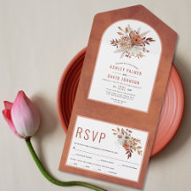 Autumn flowers and arch terracotta fall wedding