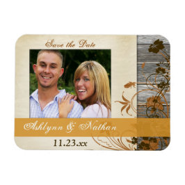 Autumn Flowers, FÄLSCHUNG Wood Save the Date Magne Magnet