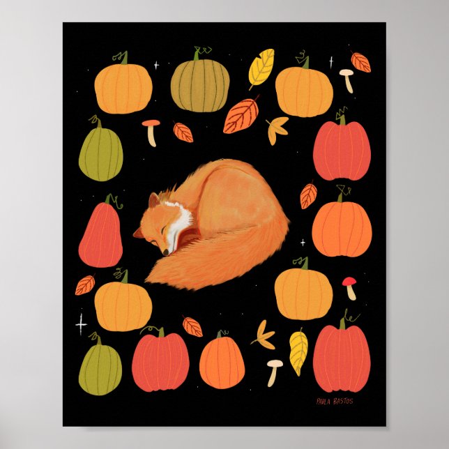 Autumn Fox Print, Value Poster Paper (Matte) (Devant)