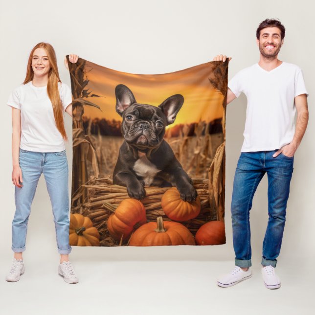 Autumn Frenchie Fleecedecke (Beispiel)