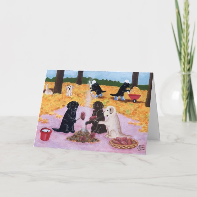 Autumn Fun Labradors Karte (Vorderseite)