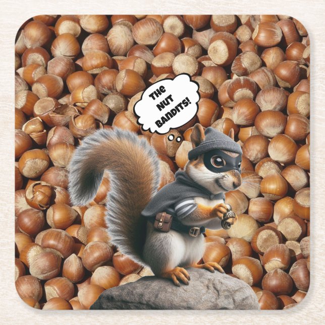 Autumn Funny Squirrel Bandit Paper Untersetzer (Vorderseite)
