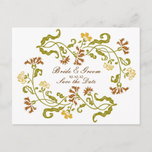 Autumn Garland Save the Date Postcard Ankündigungspostkarte