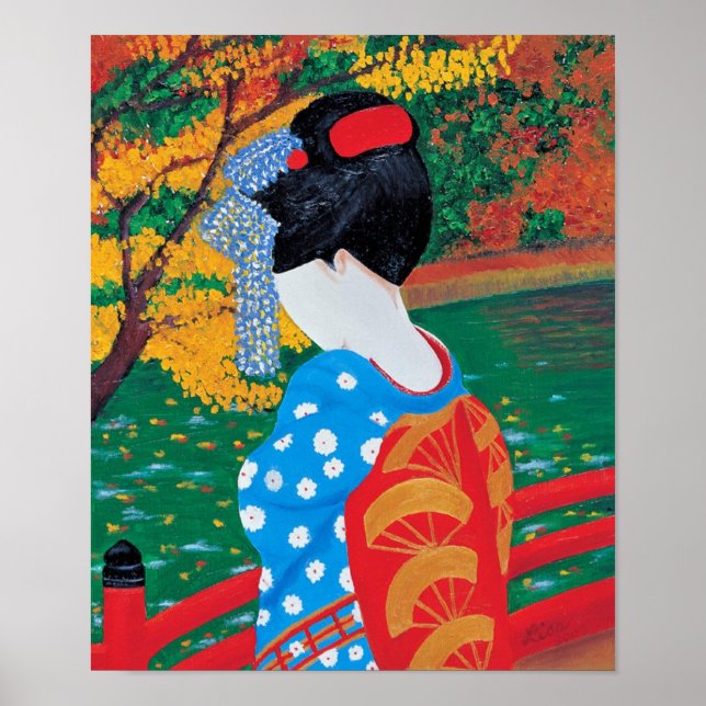 Autumn Geisha Print Poster (Vorne)