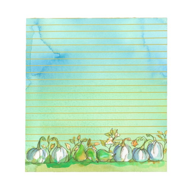 Autumn Ghost Pumpkins Watercolor Lined Notizblock (Vorderseite)