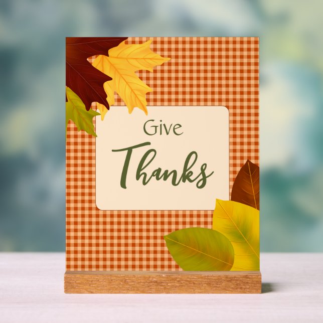 Autumn Gingham Erntedank Acrylic Sign Acrylschild (Neutral)