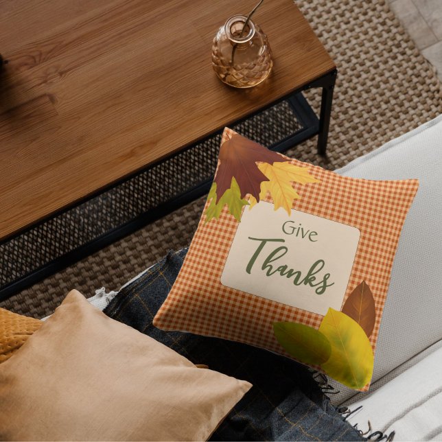 Autumn Gingham Erntedank Throw Pillow Kissen (Von Creator hochgeladen)