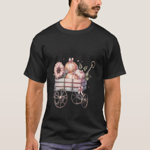 Autumn Girly Coquette Pink Pumpkin Bow Vintag Fal T-Shirt