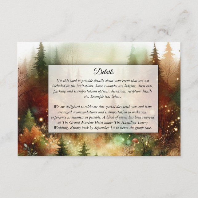 Autumn Glow in the Enchanted Forest Wedding Begleitkarte (Vorderseite)