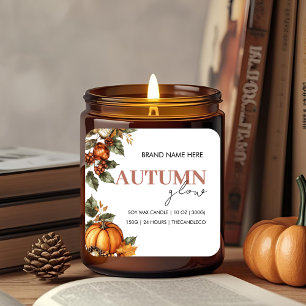 Autumn Glow Pumpkin & Blätter Gemütlicher Fall Quadratischer Aufkleber