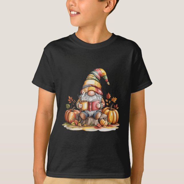 Autumn Gnome Reading Book With Pumpkins Fall Tank  (Vorderseite)