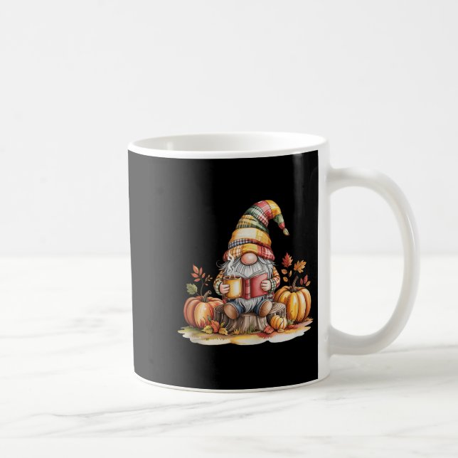 Autumn Gnome Reading Book With Pumpkins Fall Tank  Kaffeetasse (Rechts)