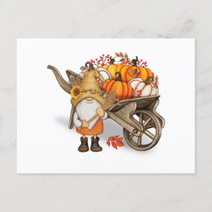 Autumn Gnome und Country Pumpkin Harvest Wagon Postkarte