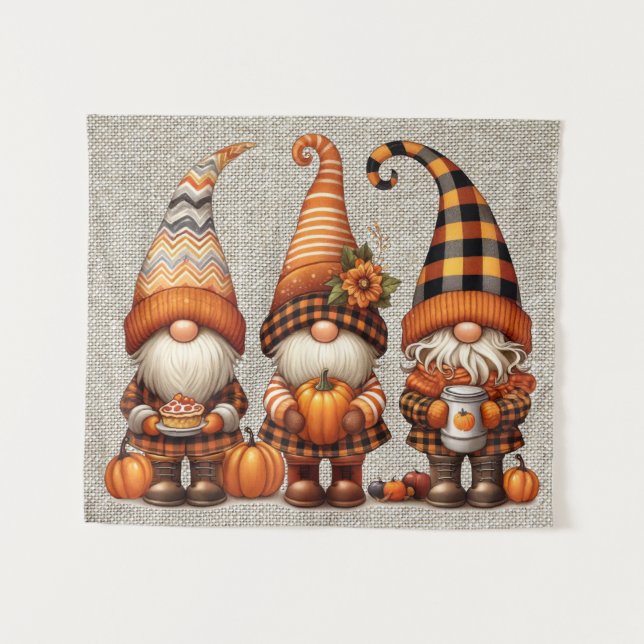 Autumn Gnomes Tapestry Wandteppich (Vorderseite (Horizontal))