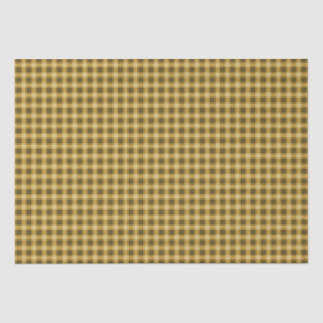 Autumn Golden Brown Gingham Seidenpapier (Vorderseite)