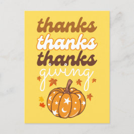 Autumn Groovy Pumpkin Blätter Holiday Erntedank Postkarte