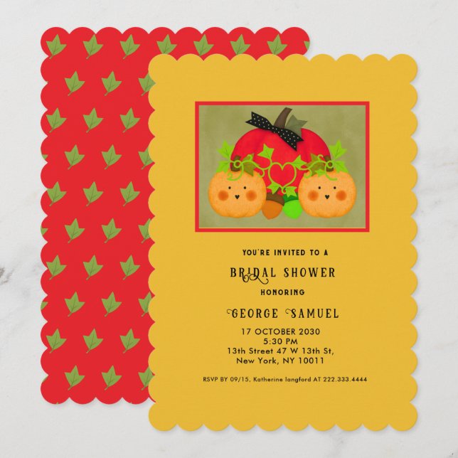 Autumn Halloween Best Bridal Shower Einladung (Vorne/Hinten)