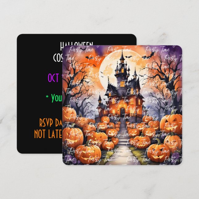 Autumn Halloween Modern Pumpkin Collection Einladung (Vorne/Hinten)