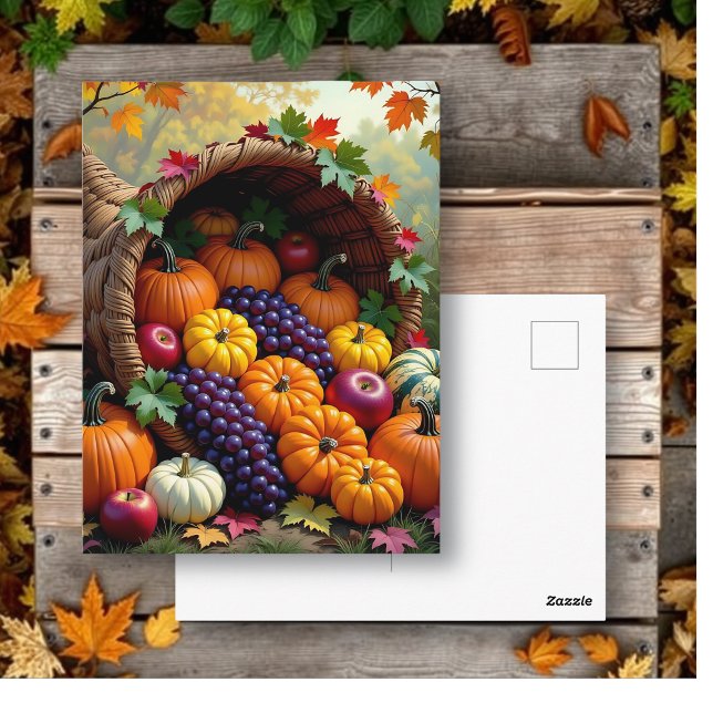 Autumn Harvest and Blessings Cornucopia  Postkarte (Von Creator hochgeladen)