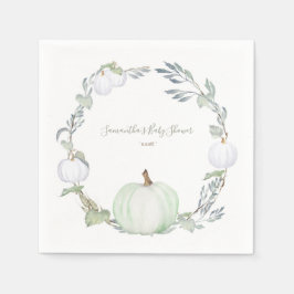 Autumn Harvest Green und White Pumpkin Serviette