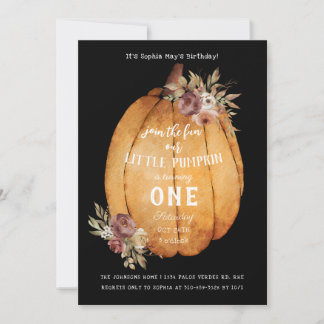 Autumn Harvest Pumpkin Erste Geburtstagsparty Einladung