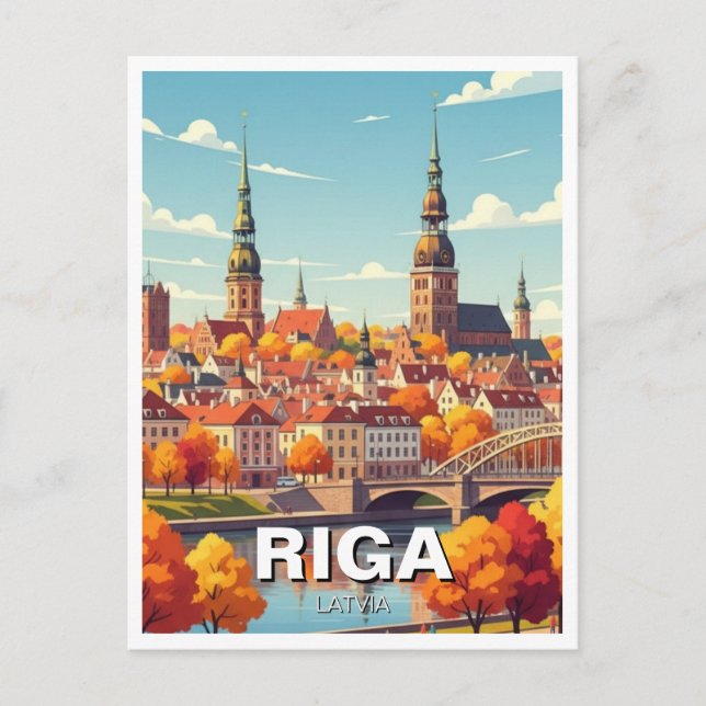 Autumn in Riga Latvia Travel Postkarte (Vorderseite)