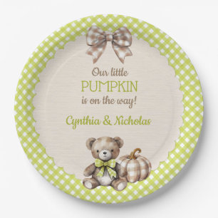 Autumn Kariert Teddy Bar Pumpkin Pappteller