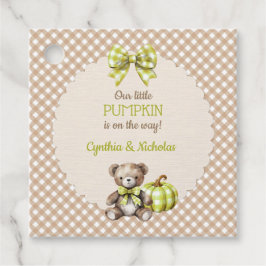 Autumn Kariert Teddy Bären Pumpkin Blätter Geschenkanhänger