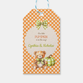 Autumn Kariert Teddy Bären Pumpkin Blätter Geschenkanhänger