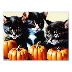 Autumn Kittens mit Pumpkins Fotodruck