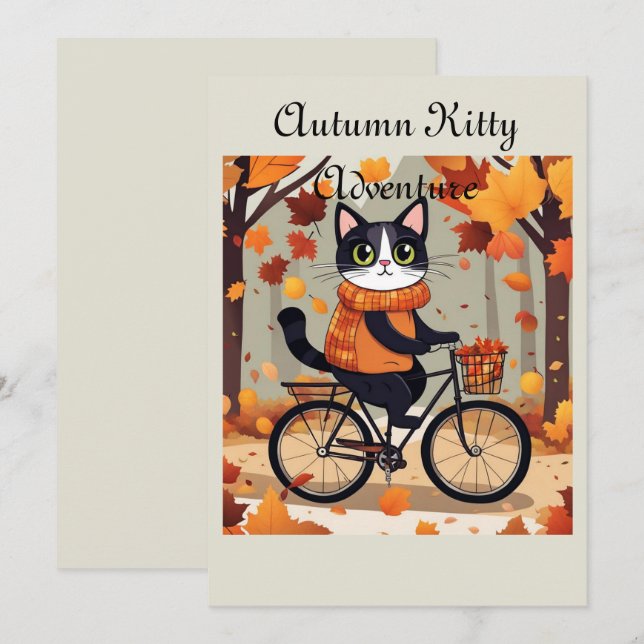 Autumn Kitty Adventure Dankeskarte (Vorne/Hinten)