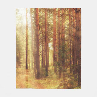 autumn landscape background, sun rays in the fores fleecedecke