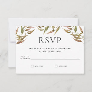 Autumn Laurel Wreath Monogram Wedding RSVP Karte
