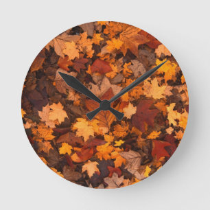 Autumn Leaf Fall Foliage Runde Wanduhr
