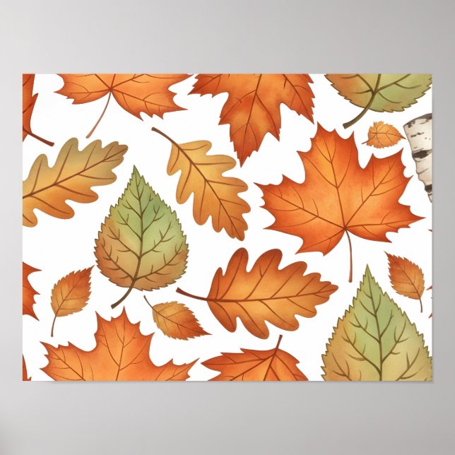 Autumn Leaf Seamless Pattern Poster (Vorne)